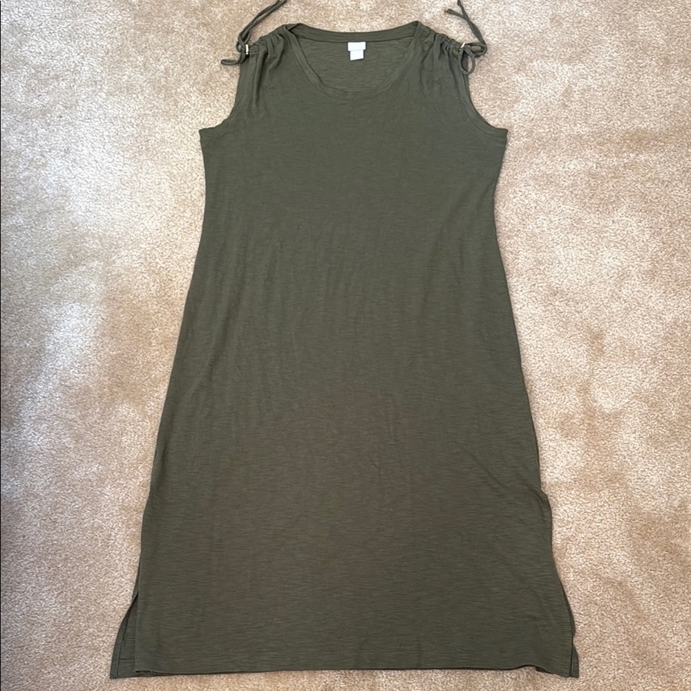 Chico’s Cotton Blend Olive Green Sleeveless Dress. Size 2 or Large. Worn once